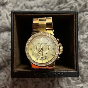 Michael Kors Women’s Chronograph Gold-Tone Stainless Steel Watch (MK5386)